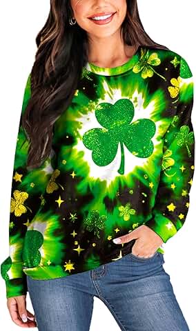 Green Shamrock Tie Dye Sweatshirt for Women