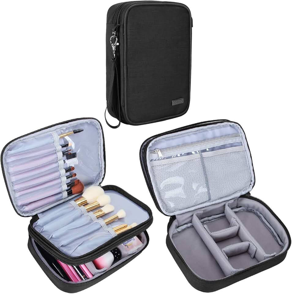 Travel Makeup Brush Case with Handle for Essentials