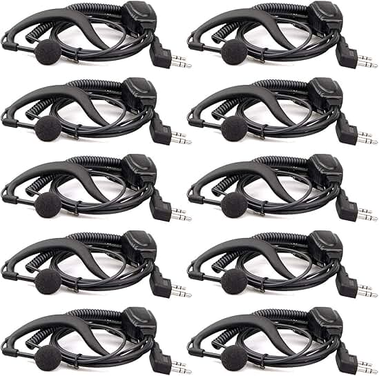 Adjustable Walkie Talkie Earpiece with Mic, 10 Pack