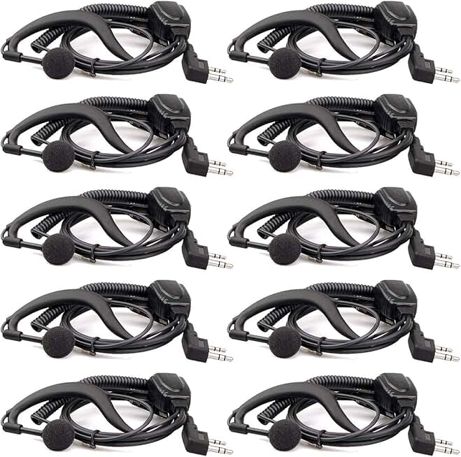 Adjustable Walkie Talkie Earpiece with Mic, 10 Pack