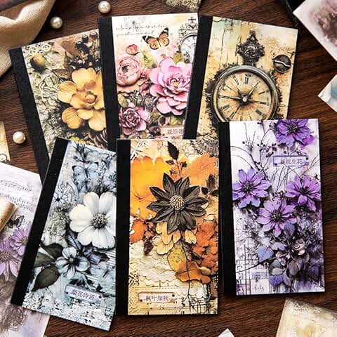 Vintage Scrapbook Paper with Flowers and Life Designs