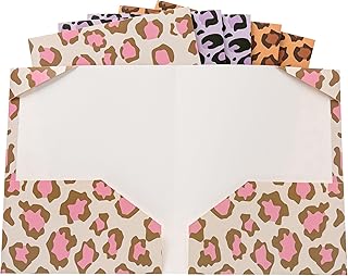 Six Leopard Print Letter Size Pocket Folders