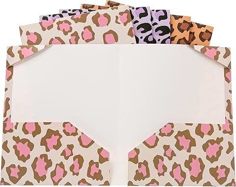 Six Leopard Print Letter Size Pocket Folders