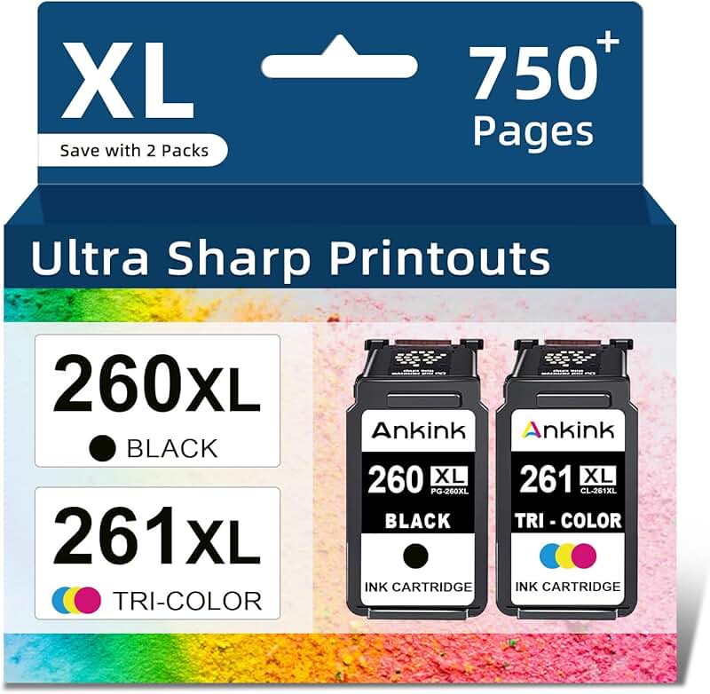 Ink Cartridge Replacement for Canon 260 and 261 Series