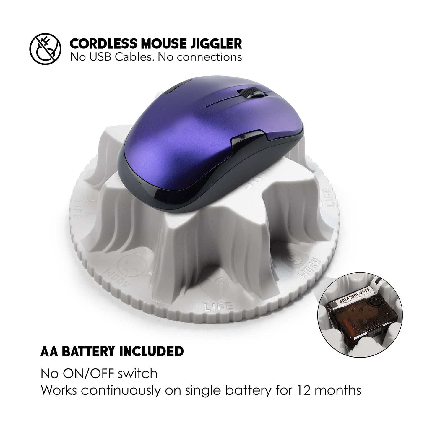 Mechanical Mouse Jiggler Undetectable Device - No USB No Software Required, Keeps Mouse Moving and Computer Awake - Cordless and Wireless Mouse Mover Works for 12-24 Months on AA Battery