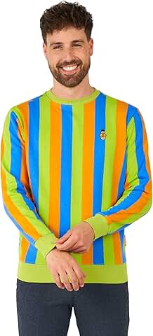 Men's Multicolor Sesame Street Slim Fit Crew Neck Sweater