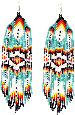 Long Beaded Dangle Earrings for Women