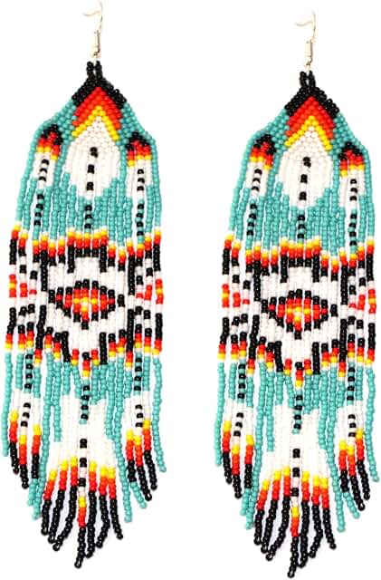 Long Beaded Dangle Earrings for Women