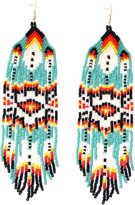 Long Beaded Dangle Earrings for Women