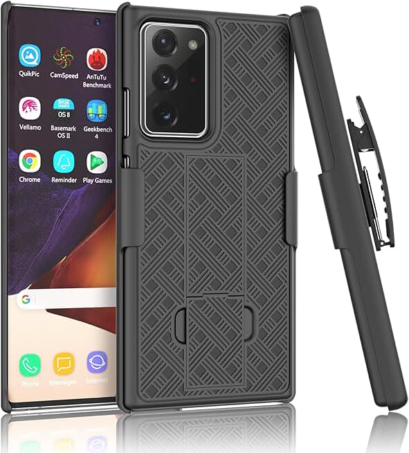 6.9 Inch Shockproof Case with Kickstand and Belt Clip for Galaxy Note 20 Ultra