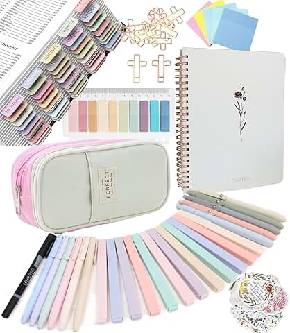 Bible Study Supplies with Notebook, Highlighter, and Pen Case