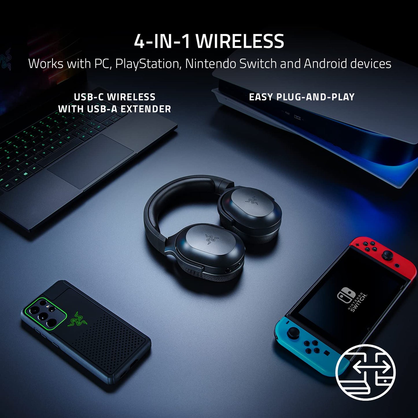 Barracuda X Wireless Multi-Platform Gaming and Mobile Headset (2021 Model): 250g Ergonomic Design - Detachable HyperClear Mic - 20 Hr Battery - Compatible w/PC, PS5, Switch, & Android - Black