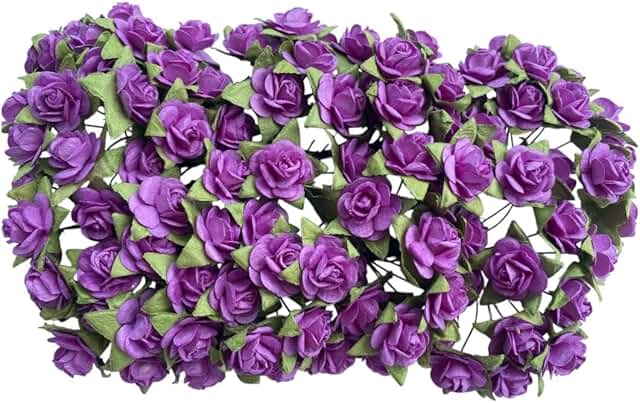 Dark purple paper rose for craft and decoration, 1.5 cm