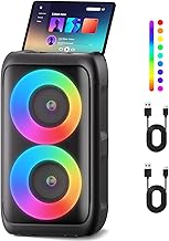 Portable Bluetooth Party Speaker with Microphones and Lights