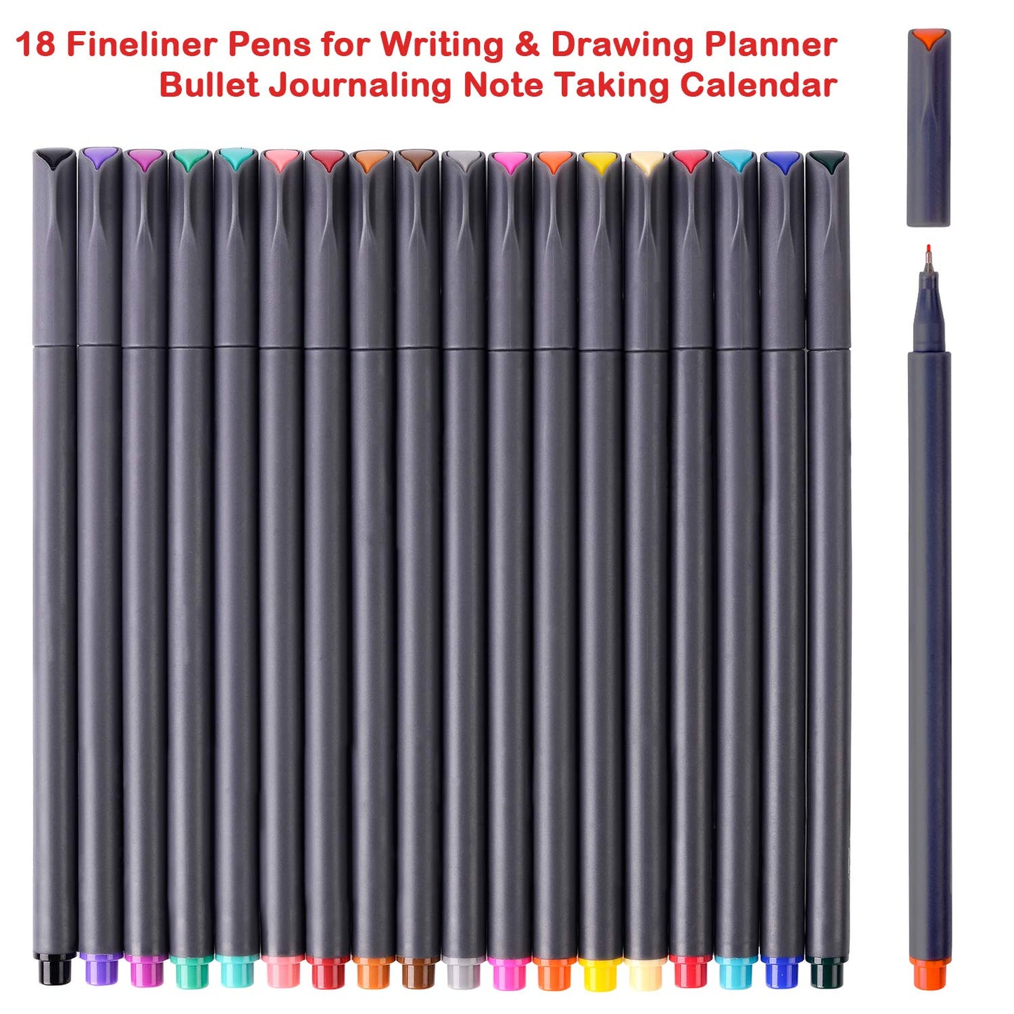 18-Color Fine Point Fineliner Pens for Journaling and Art