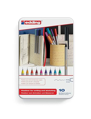 10 Multi-Colored Fine Point Fineliner Pens