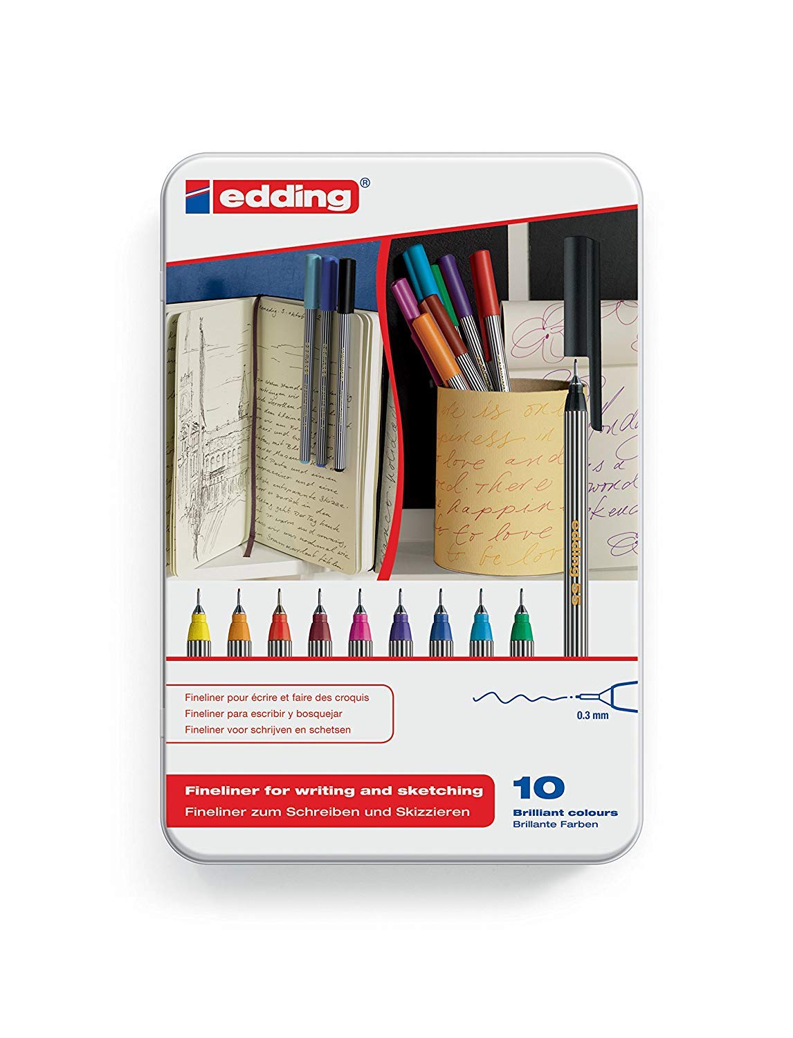 10 Multi-Colored Fine Point Fineliner Pens