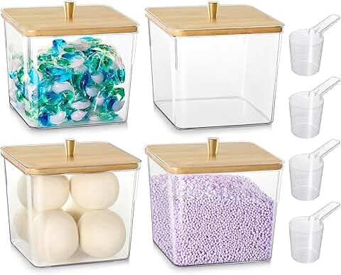 Set of 4 Clear Acrylic Storage Containers with Scoops