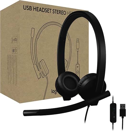 USB Wired Headset with Microphone and Noise Cancellation