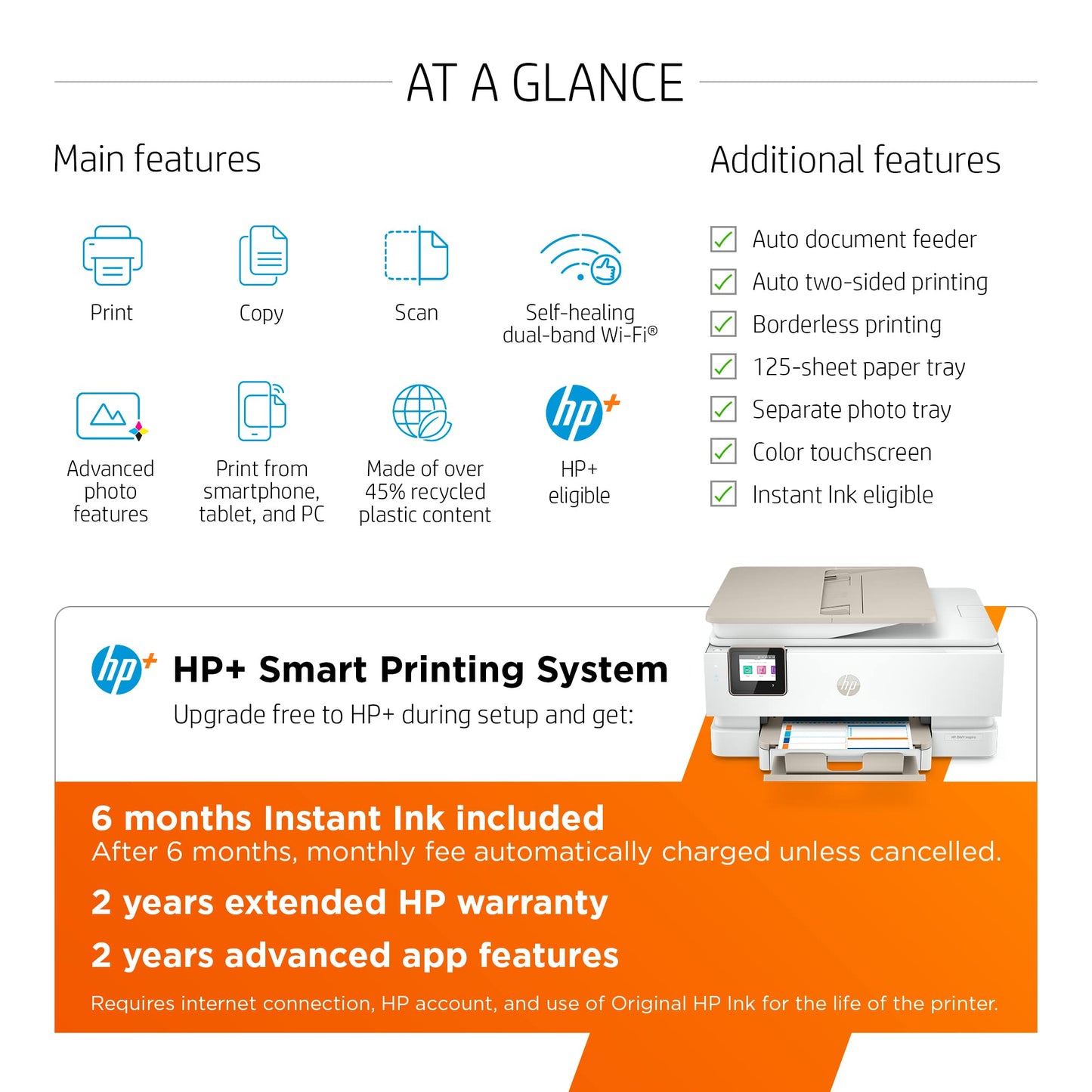 Envy Inspire 7955e Wireless Color All-in-One Printer with Bonus 6 Months Instant Ink with + (1W2Y8A)