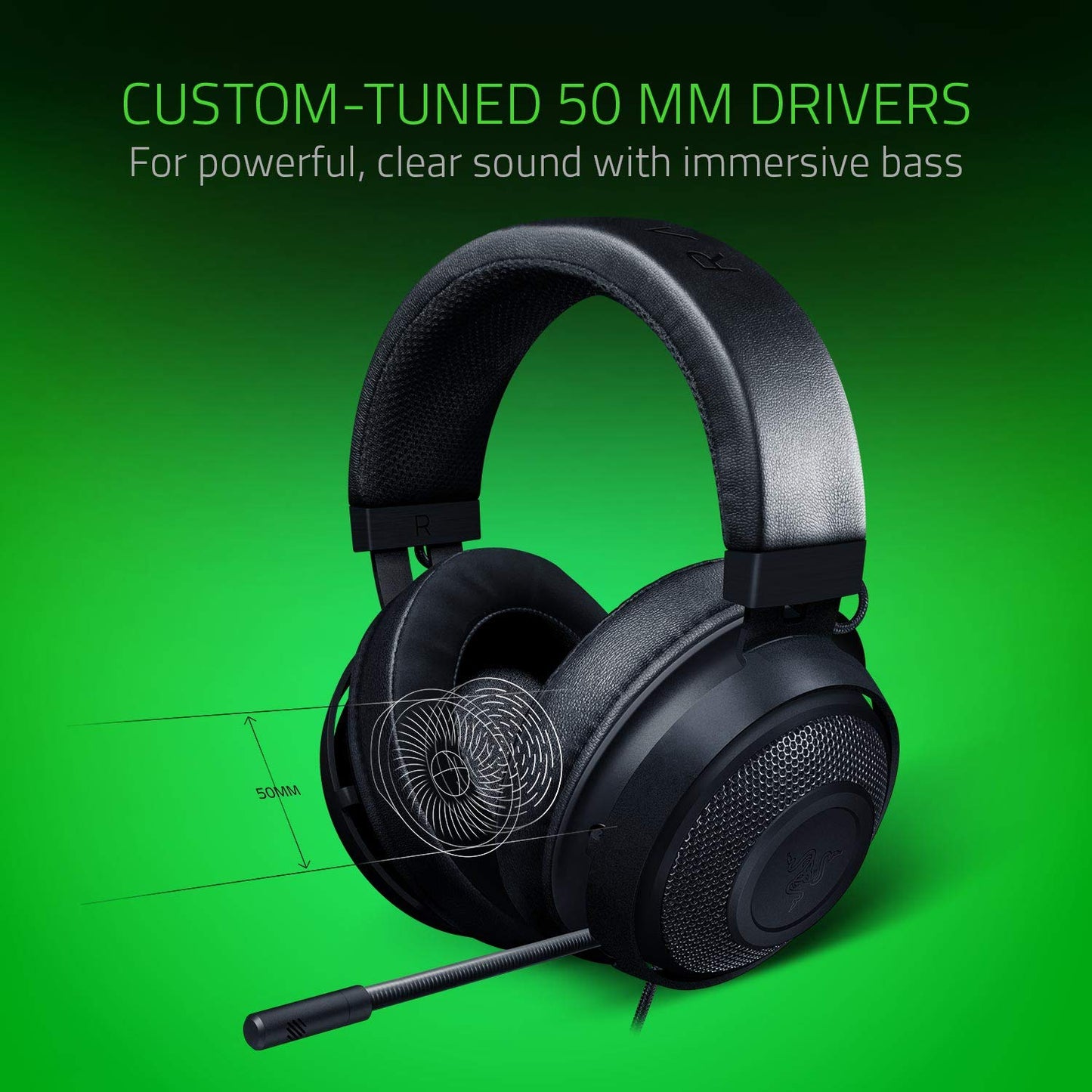 Kraken Gaming Headset: Lightweight Aluminum Frame - Retractable Noise Isolating Microphone - For PC, PS4, PS5, Switch, Xbox One, Xbox Series X & S, Mobile - 3.5 mm Headphone Jack - Classic Black