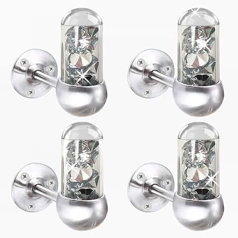 Set of 4 Glass Tube Crystal Diamond Towel Hooks