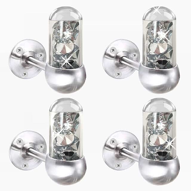 Set of 4 Glass Tube Crystal Diamond Towel Hooks