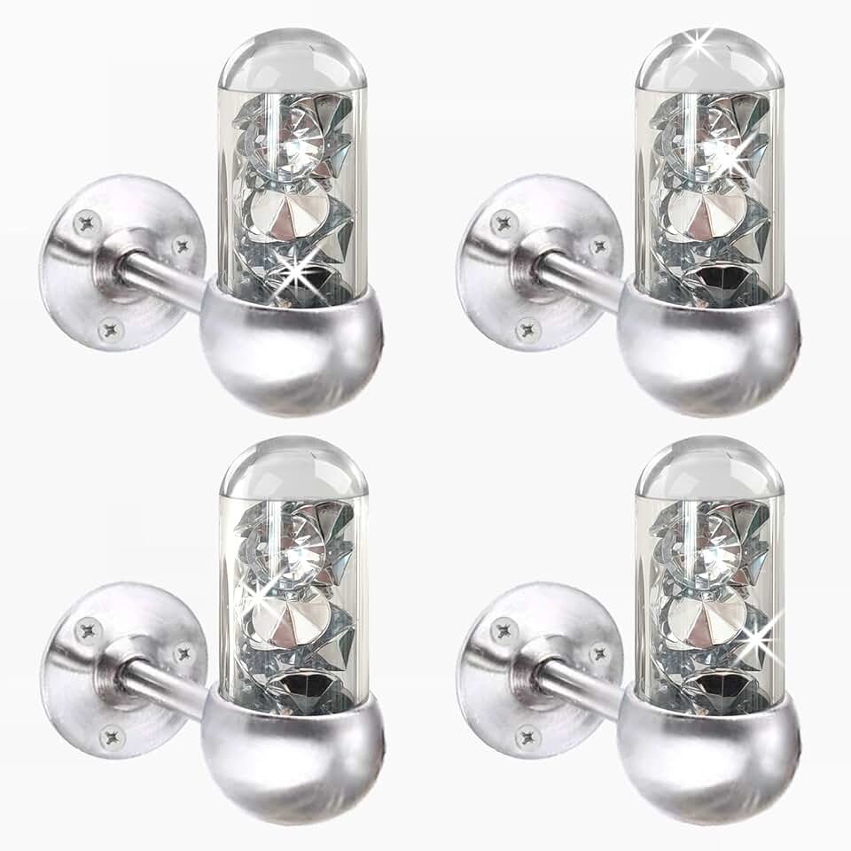 Set of 4 Glass Tube Crystal Diamond Towel Hooks