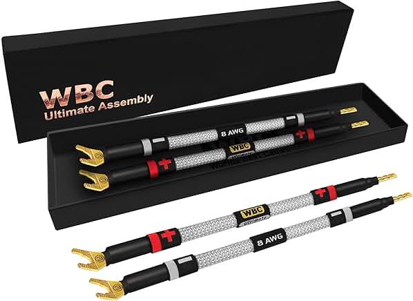 Set of four 6-inch 8 AWG OFC speaker jumper cables