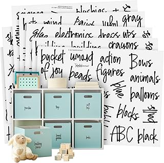 Kitchen Playroom Labels for Toy Bins, Water-Resistant Vinyl