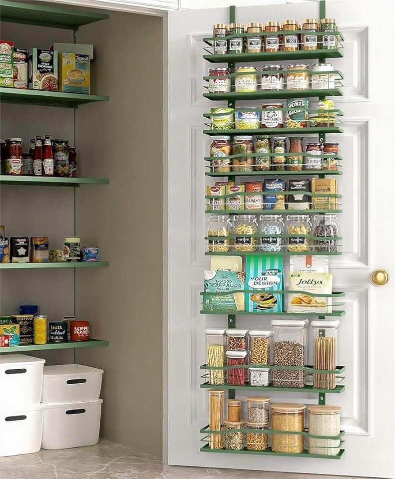Sage Green 9-Tier Over-the-Door Pantry Organizer