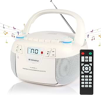 Portable CD and cassette player with Bluetooth and radio