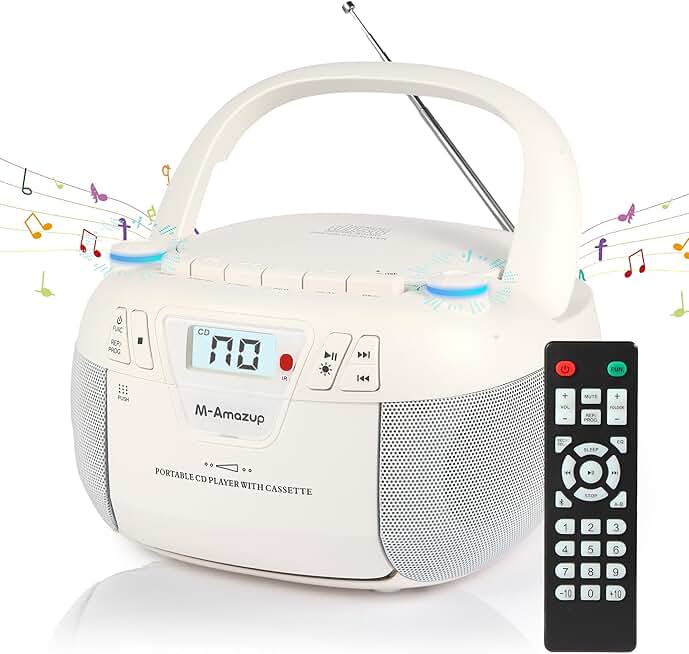 Portable CD and cassette player with Bluetooth and radio