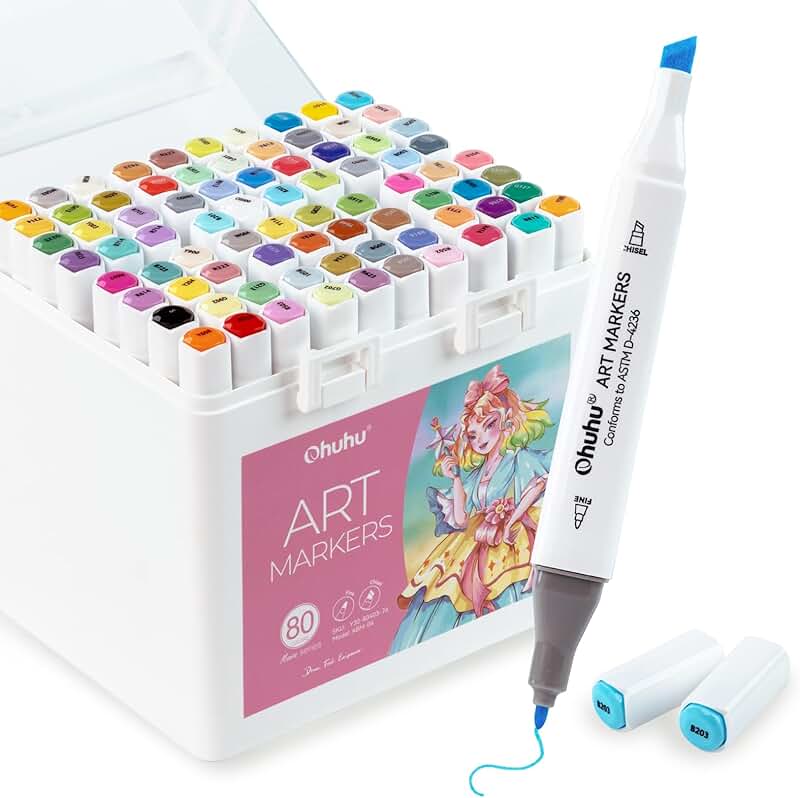 80-Color Alcohol Marker Set for Beginners