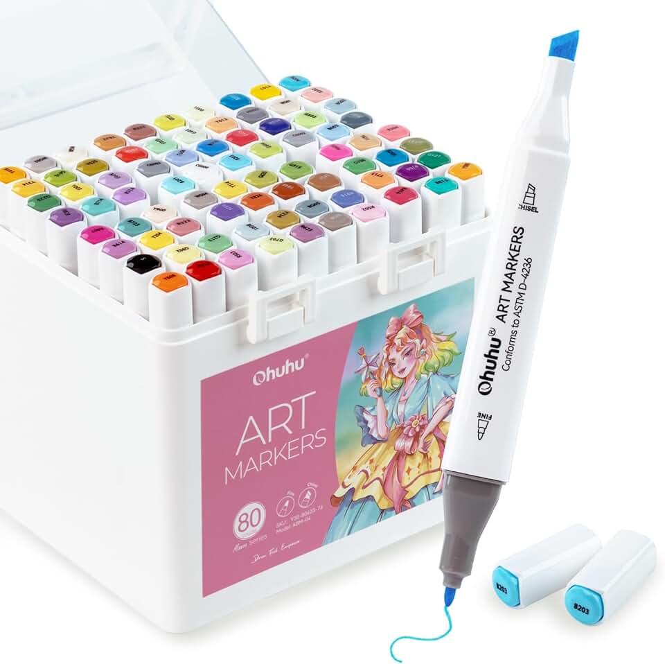 80-Color Alcohol Marker Set for Beginners
