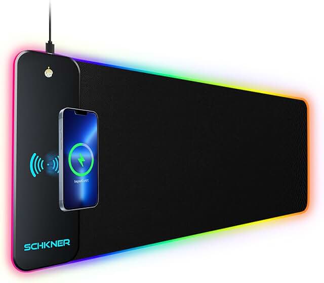 Large RGB Gaming Mouse Pad with Wireless Charging
