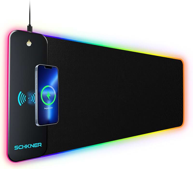 Large RGB Gaming Mouse Pad with Wireless Charging