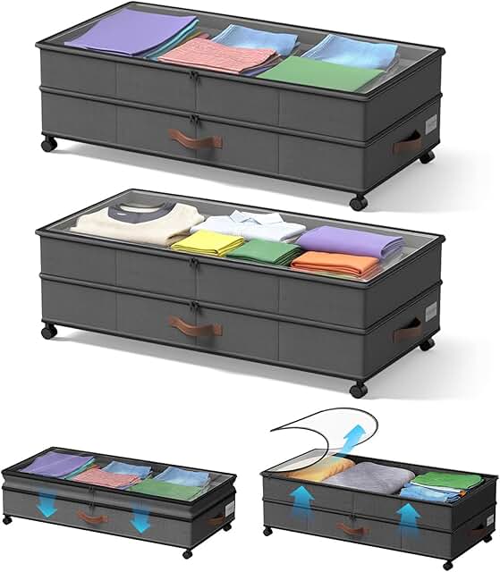 Two Large Under Bed Storage Bins with Wheels