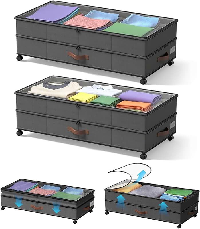 Two Large Under Bed Storage Bins with Wheels