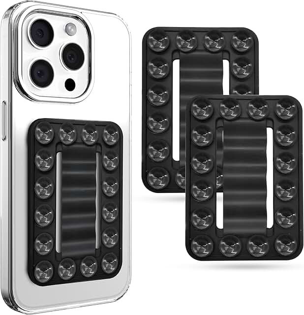 Two-pack silicone suction phone mounts for hands-free use