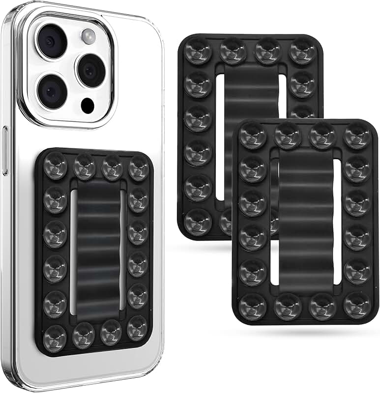 Two-pack silicone suction phone mounts for hands-free use