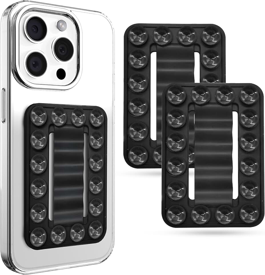 Two-pack silicone suction phone mounts for hands-free use