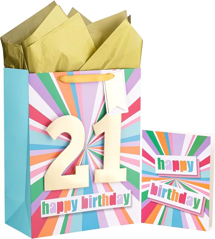 Large 13-inch Birthday Gift Bag with Card and Tissue