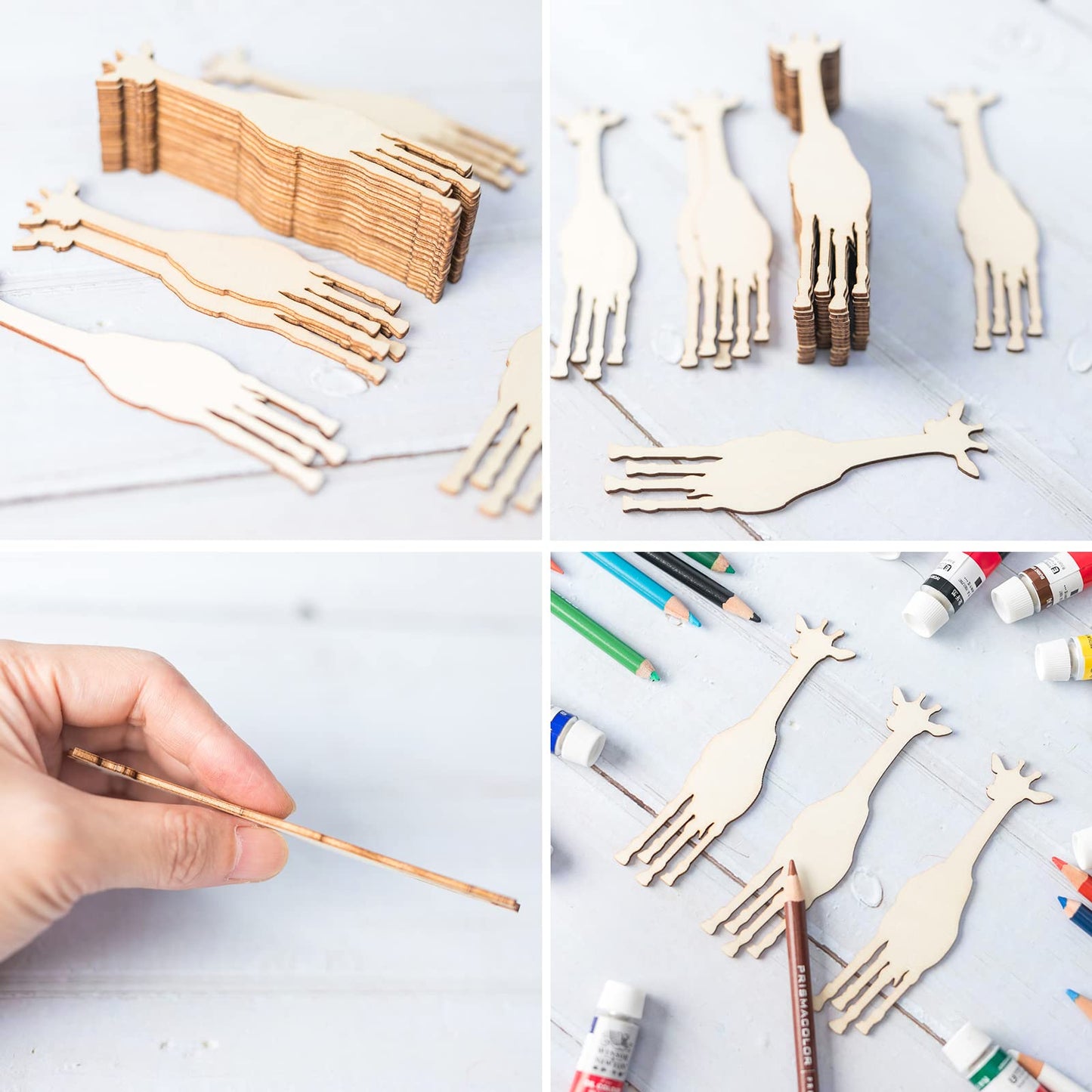 20Pcs Wooden Giraffe Cutouts for Crafts and Decorations