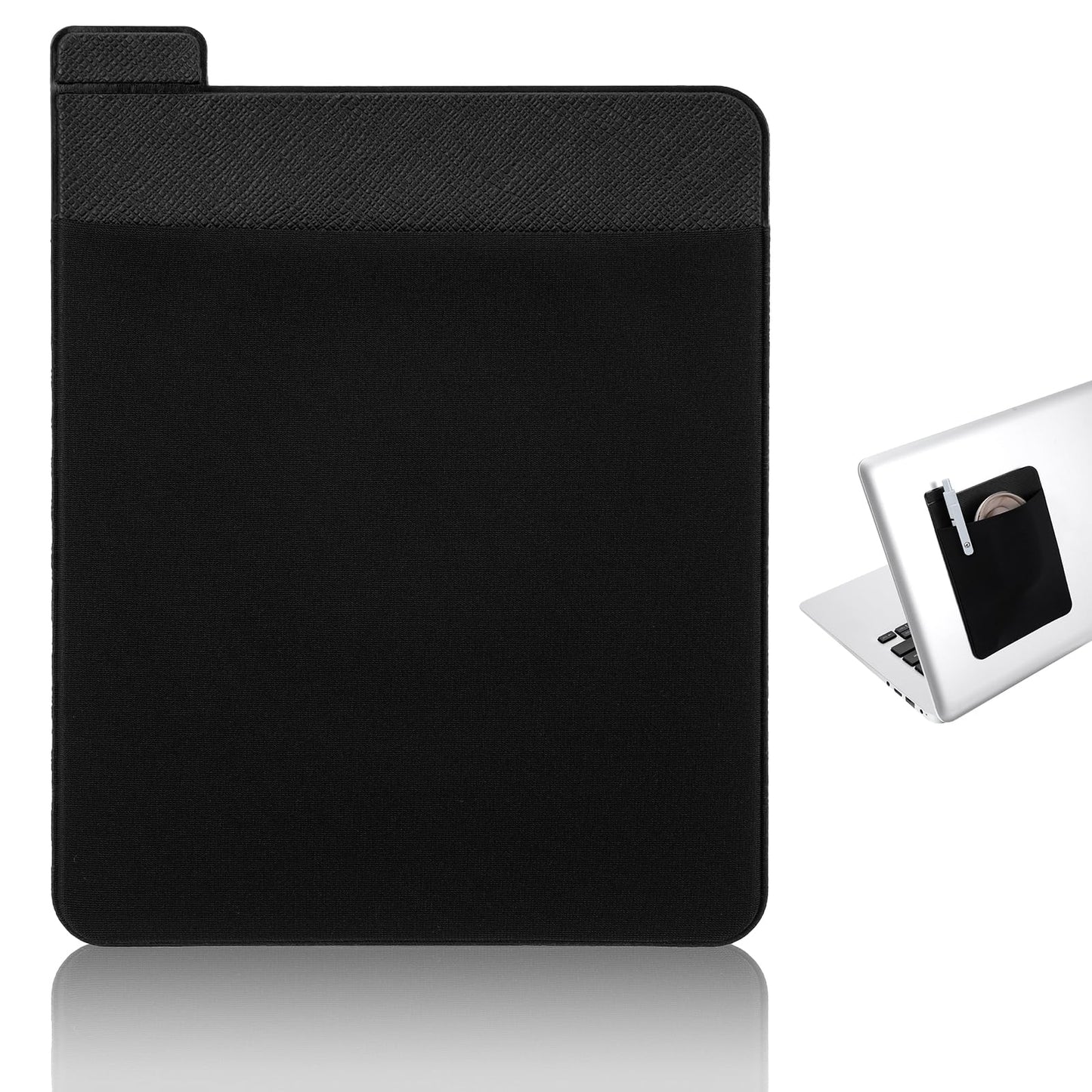 Laptop Mouse and Drive Holder, Adhesive Pocket, Black
