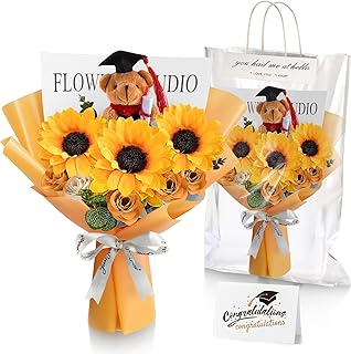 Graduation Bear and Flower Bouquet Gift Set