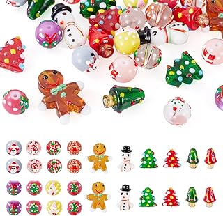 28-Piece Christmas Glass Beads for Jewelry and Crafts
