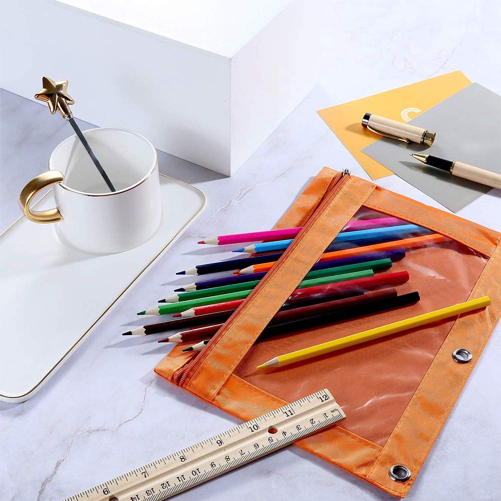 Black 3-Ring Pencil and Cosmetic Pouch Set