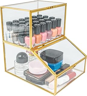 Two-Tier Clear Glass Makeup and Storage Organizer
