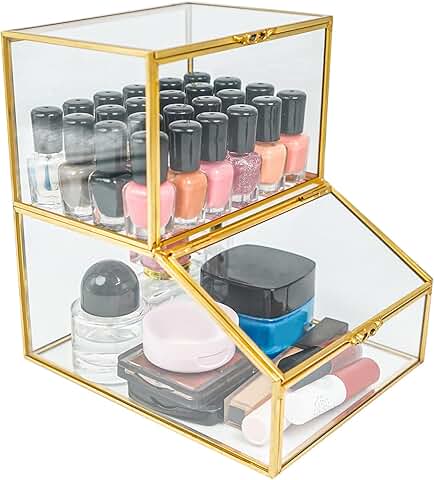 Two-Tier Clear Glass Makeup and Storage Organizer